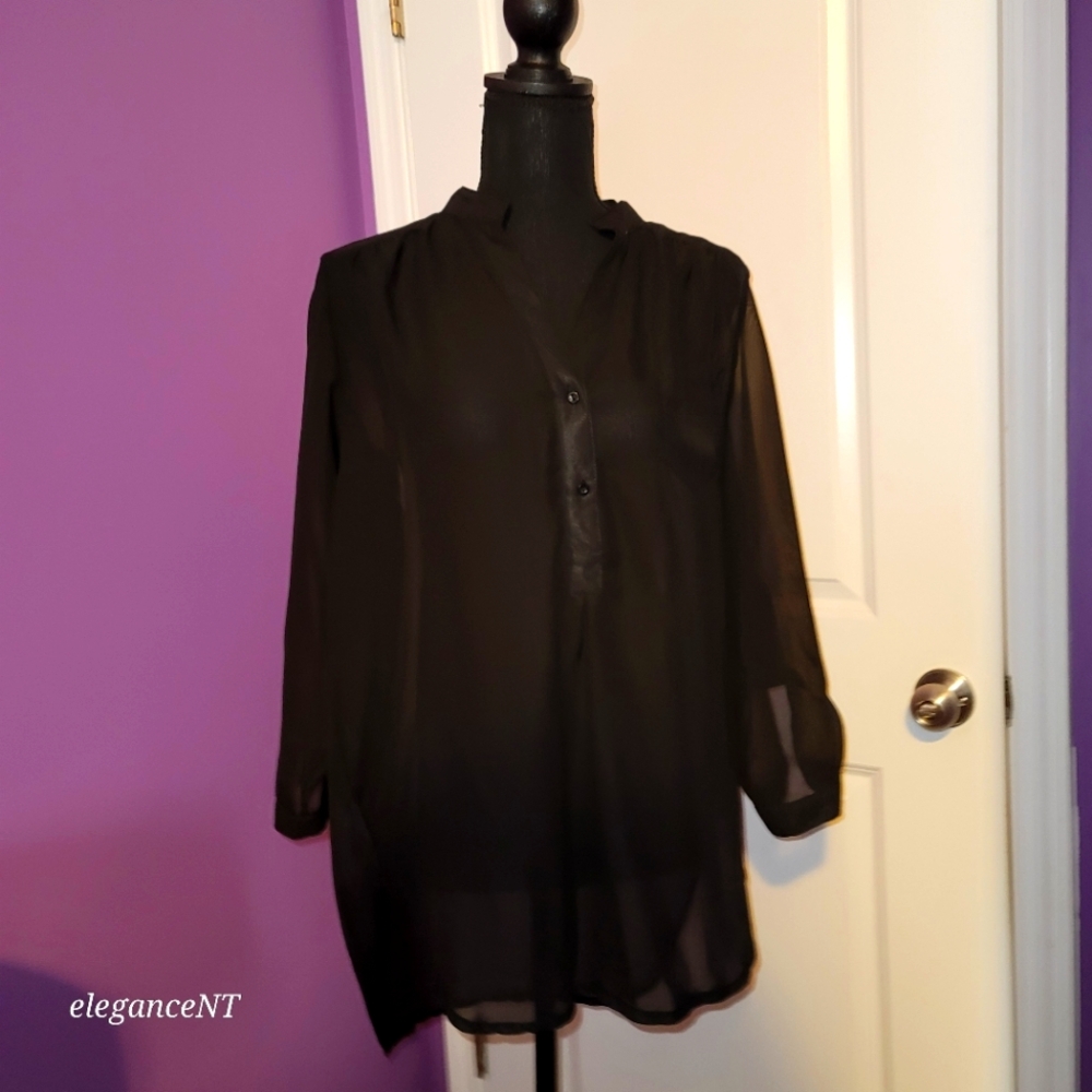 Truth Sheer Black L/S Shirt Sz: L NWT